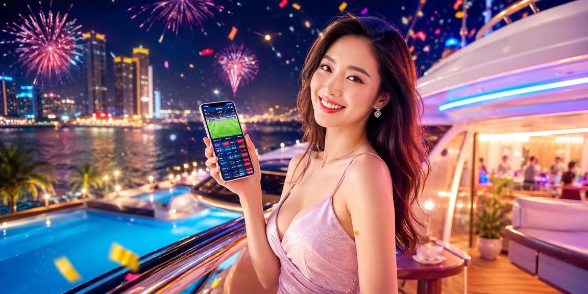 Người chơi kiểm tra khuyến mãi trên điện thoại tại Nha Trang ban đêm